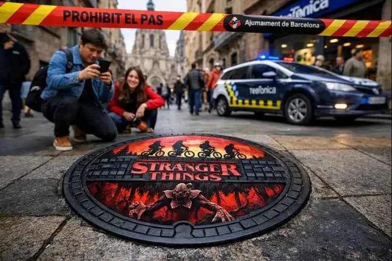 Барселона против Netflix: город запретил тематические люки «Очень странных дел»