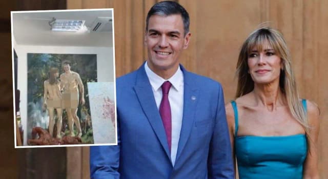 На мадридском Эль-Растро выставили картину с Педро Санчесом в образе Адама